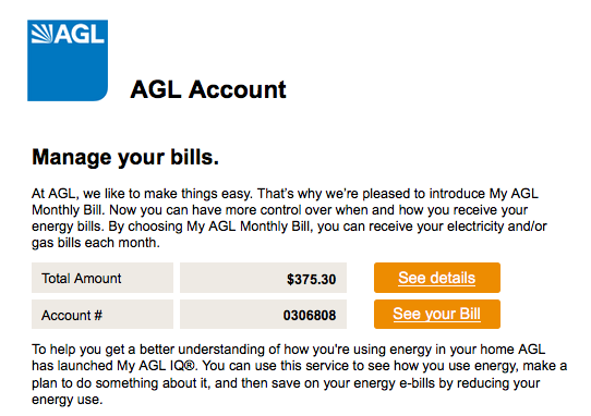 agl account electricity bill scam
